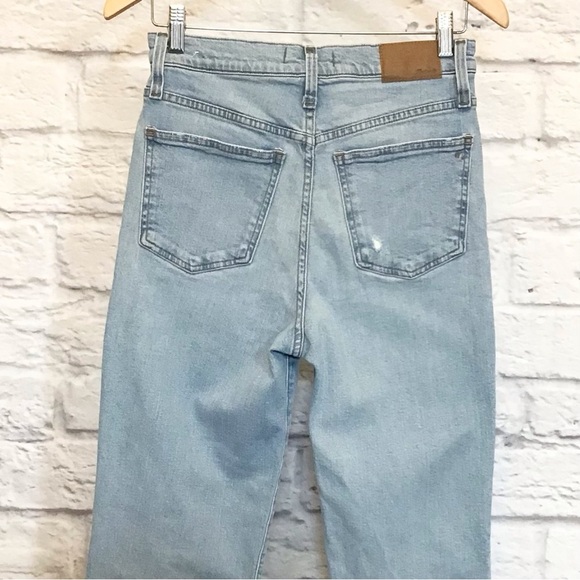 Madewell 27 Perfect Vintage Straight Jeans Women’s Light Wash Distressed ND515 - Picture 6 of 12